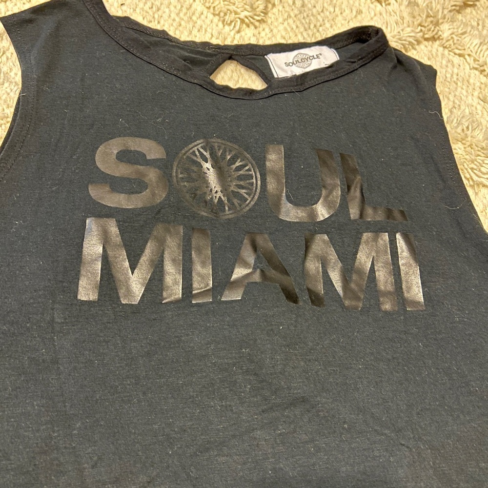 Black soul cycle Miami crop top. Workout top. OS